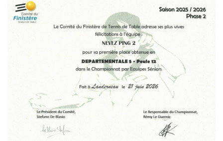 2025-2026 Equipe2- Phase2 D5 Poule12
et la montée en D4